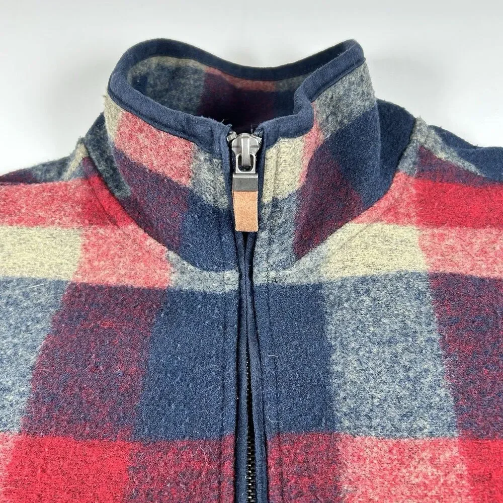 John Wayne Stock & Supply 1/4 Zip Fleece Pullover Jacket Mens L Plaid Western